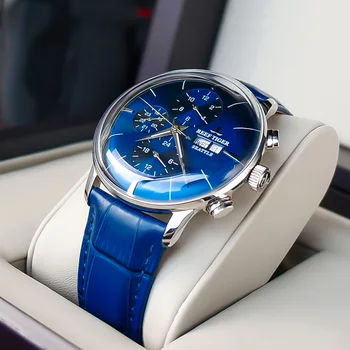 Útes Tiger/RT Top Luxusné Hodinky Pánske Modré Dial viacúčelové Mechanické Náramkové hodinky Relogio Masculino RGA1699 4