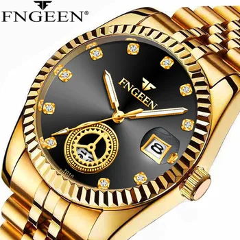Masculino Relogio FNGEEN Sledovať Mužov Obchodné Muž Hodiny Pánske Quartz Gold Luxusné Hodinky Vodotesné Dátum Náramkové hodinky prúd reloj homb 0