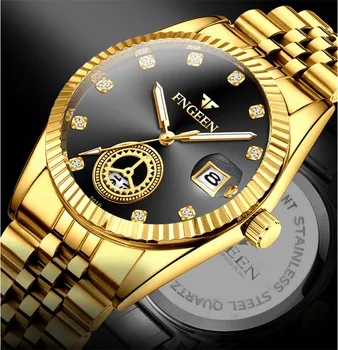 Masculino Relogio FNGEEN Sledovať Mužov Obchodné Muž Hodiny Pánske Quartz Gold Luxusné Hodinky Vodotesné Dátum Náramkové hodinky prúd reloj homb 5
