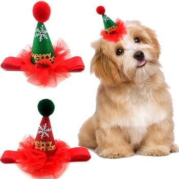 Pet, Pes, Mačka Vianočné Hat Sequin Pokrývku Hlavy Vianočný Večierok Headpiece S Nastaviteľný Pásik Psa Cosplay Kostým Domáce Zvieratá Dodávky