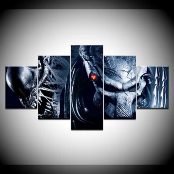5 Panel Film Aliens Vs Predator - Requiem Moderná Obývacia Izba Domova Plátno Obrázok Wall Art HD Tlač Maľby Kresby