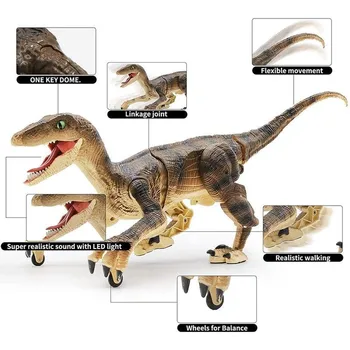 RC model Dinosaura 2.4 Ghz Simulácia RC Velociraptor Inteligentné Diaľkové Ovládanie Dinosauria Hračka S LED Svetlom Revúci Darček pre Deti
