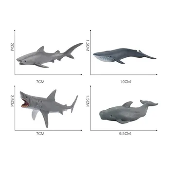 4pcs Sea Life Megalodon Walvishaai Model Akcie Obrázok Plastové Tichom Morských Líšia Educatief Zbierku Hračiek pre Deti Darček 5