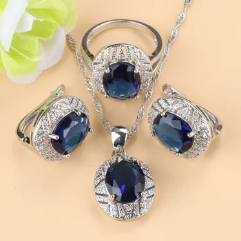 Indian Svadobné Šperky Súpravy S Prírodný Modrý Kameň Klip Náušnice, Náhrdelník Prsteň Náramok Pre Ženy, Svadobný Kostým