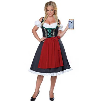 Ženy Tradíciu Oktoberfest Dirndl Pivo Slúžka Oblečenie Bar Servírka Pivo Girl Šaty 0