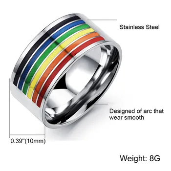 Móda Rainbow Krúžok Pre Mužov Nehrdzavejúcej Ocele Unisex Krúžok Gay Pride Šperky LGBT Krúžok Pre Gay & Lesbian R153G