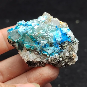 6 g-33.3 gTender mäso, tmavo modrá gibbsite kremíka malachit a fluorite quartz domáce dekorácie pôvodnej kamennej zber