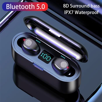 F9 Potlačením Hluku Športové Bezdrôtové Slúchadlá Bluetooth 5.0 Športové Slúchadlá Slúchadlá, LED Displej, Dotykové Ovládanie Slúchadiel 4