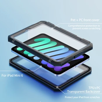 Vodotesný IP68 Tablet Case For iPad Mini 6 8.3 2021 Jasné Plnú Ochranu Podmorské Potápanie Kryt Pre iPad Mini 4 5 S Držiakom