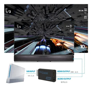 Full HD 1080P Wii na kompatibilný s HDMI Prevodník Adaptér Wii2HDMI-kompatibilné Converter, 3,5 mm Audio pre PC HDTV monitory