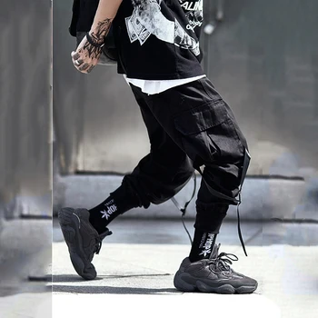 Boj Proti Nohavice Mens Joggers Multi Vrecku Cargo Nohavice Čierne Voľné Streetwear Hip Hop Harajuku Nohavice Muži Móda Ceruzka Trouseras 3
