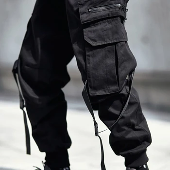 Boj Proti Nohavice Mens Joggers Multi Vrecku Cargo Nohavice Čierne Voľné Streetwear Hip Hop Harajuku Nohavice Muži Móda Ceruzka Trouseras 4