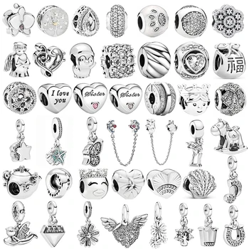Šperky Pre Ženy Pulsera Plata 925 Mujer Náramok Fit Pôvodné Pandora DIY Feminino Kúzlo Beadeds Šterlingov Strieborné Náramky a Korálky