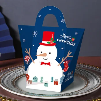 10 Ks Vianočné Cukrovinky Box Kabelky Dizajn Papier Prospech Darček Sladké Boxy Strana Navrhne Santa Claus Snack Balení Taška