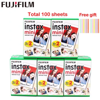 Originálne 100 Listov Fujifilm Fuji Instax Mini Biely Film Instant Foto Papier Pre Instax Mini 11 7 7 8 9 70 25 Fotoaparát SP-1 2 5