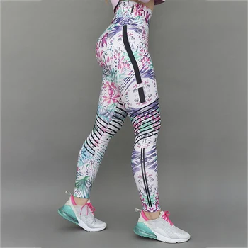 2021 Nové dámske Legíny Vysoký Pás Tlač Slim Hip Fitness Nohavice Príležitostné Športové Priedušná Polyesterových Leginy Ženy Plus Veľkosť
