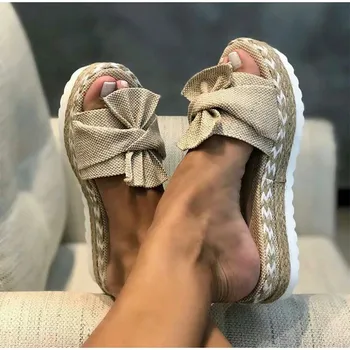 Sandále, Topánky Ženy 2020 Letné Módy Luk Nové Letné Sandále, Papuče Krytý Vonkajší Flip-flops Pláže Topánky Žena Papuče