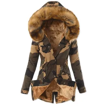Dámske Zimné Bundy A Coats Leopard Tlač Dlhý Rukáv Teplé Plyšové Príležitostné Voľné Kapucňou Outwear Plus Veľkosť Dámy Vetrovka Kabát