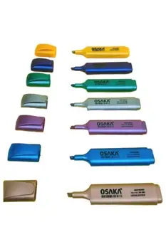 7 Farby Zmiešané Nastaviť Kovové Zvýrazňovač Marker Pero