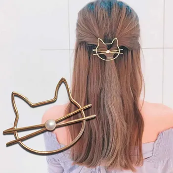 Móda Duté Krásna Mačka Pearl Vlasy Klip pre Ženy Elegantné kórejský Dizajn Modul Barrette Stick Vlásenky Vlasy Styling Príslušenstvo