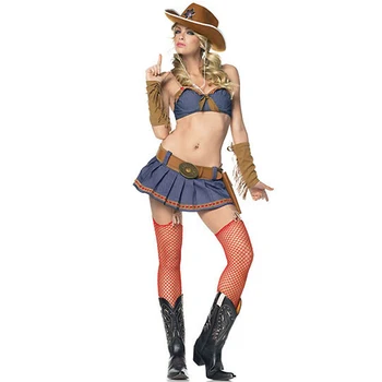 Sexy Lady West Kovboj Erotické Jednotný Úbor Steampunk Podprsenka Mini Sukne Clubwear Cosplay, Karneval, Halloween Maškarný Party Šaty