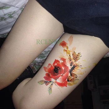 Nepremokavé Dočasné Tetovanie Nálepky Ruže Kvet Falošné Tatto Flash Tetovanie Body art Späť Nohu, Ruku na brucho veľké veľkosti pre Ženy, Mužov dievča