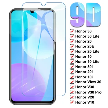 9D Úplné Ochranné Sklo Pre Huawei Honor 30 20 Lite V20 V30 V10 Tvrdeného Skla Česť 10 9 Lite 30i 20i 10i 20E Screen Protector