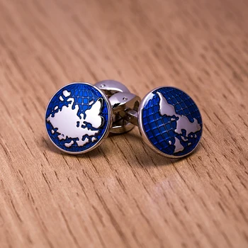 KFLK šperky mape sveta manžetové gombíky pre pánske košele modré tlačidlo vysokej kvality značky luxusné manžetové svadobné hostí