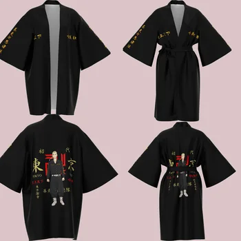 Anime Tokio Revengers Cosplay mužov-krátke rukávy dlhý plášť Tokio Revengers mužov a žien opaľovací krém plášť sleepwear plášť plášť 3