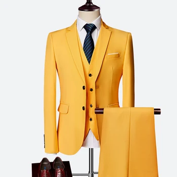 Oblek vyhovovali muž 2020 na jar a na jeseň high-end vlastné obchodné blejzre tri-kus / Slim veľké veľkosti. multi-farebné boutique oblek