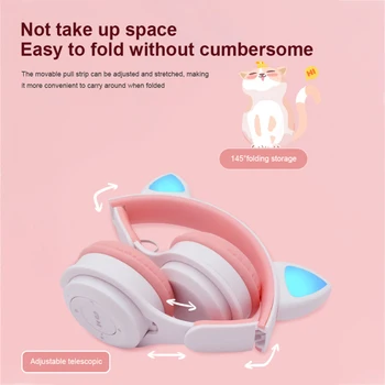 Mačka Ucho Bezdrôtové Slúchadlá Bluetooth-kompatibilné 5.0 RGB Slúchadlá Basy Potlačením Hluku Deti Dievča Headset Podpora TF Kariet Mic 0