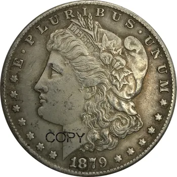 1879 s Neviazanej Štátov Amerických 1 Jeden Dolár Morgan Dolár Cupronickel Strieborné Pozlátené Kópie Mincí