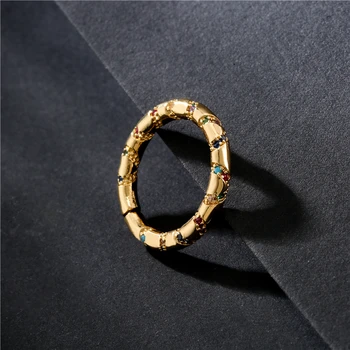 NEWBUY Zlatá Farba Medi Minimalizmus Šperky Otvorený Dizajn AAA CZ Prst Prsteň Pre Ženy, Dievča, Veľkoobchod Strany Šperky Darček k Narodeninám