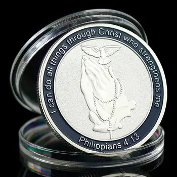 Kresťanský Obchod So Dar Modlitby Mince Filipanom Žalm Kríž Silver Plated Zberateľskú Pamätné Mince Modlí Mince 0