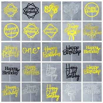10pcs Happy Birthday Cake Vňaťou Papier, Zlato, Striebro Cupcake Mulčovače pre Deti Narodeninovej Party Dezert Dodávky Cake Dekorácie