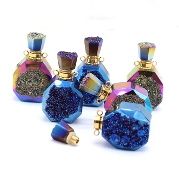 Nový Štýl Prírodného Kameňa Parfum Fľašu Prívesok Farba Pokovovanie Prívesok Charms Pre Šperky, Takže DIY Náhrdelník Príslušenstvo 0