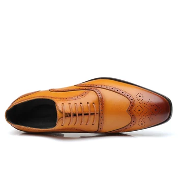 EMOSEWA Triple Spoločné Ručne pánske Originálne Kožené Formálne Topánky Spp Prst Oxford taliansky Vyrezávané Šaty, Topánky na Business Mužov
