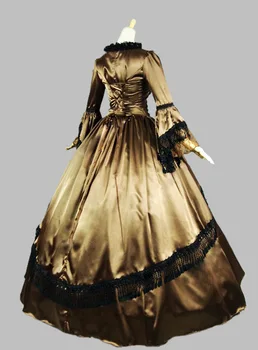 Zlato vintage sladké lolita šaty palác čipky svetlice rukáv tmavé zrná dlho viktoriánskej šaty kawaii dievča gothic lolita op cosplay