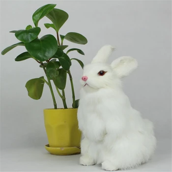 Mini Realistické Roztomilé Plyšové Biele Králiky, Kožušinové Realisticky Zvierat Veľkonočný Zajačik Simulácia Králik Toy Model Narodeniny Nové 0