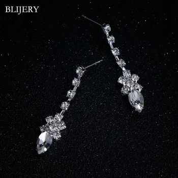 BLIJERY Elegantné Šperky Crystal Set pre Ženy, Strieborné Pozlátené Slza Choker Náhrdelníky Náušnice, Sety Svadobné Svadobné Šperky Sady