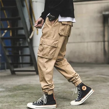 Mens Cargo Nohavice Muži Móda 2021 Strane Multi Vrecká Hip Hop Techwear Joggers Muž Japonský Streetwear Nohavice Nohavice Mužov