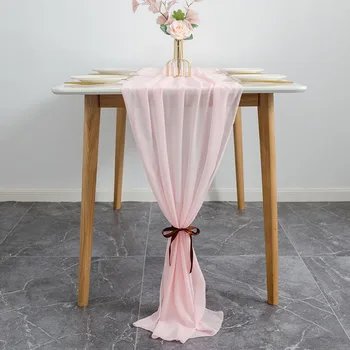 Európsky štýl jednoduché, moderné svadobné hostiny stránky stôl dekorácie stôl runner farbou tkaniny šifón stolové prestieranie