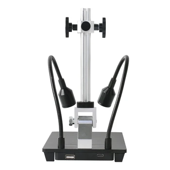 Nastaviteľné HDMI, USB, Digitálny Elektronický Mikroskop Stojan Kamery Držiak Držiak Stôl + Svetlo Osvetlenie LED + 130x-C mount objektív