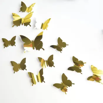12pcs Butterfly Nová Kúpeľňa Akrylových 3D Zrkadlá Nepravidelný Zrkadlo Obývacia Izba Dekorácie Mini Nálepky Zrkadlo Estetické Izba Dekor