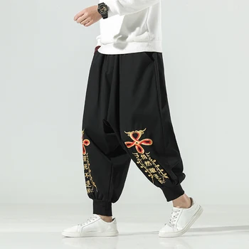 Čínsky Štýl, Vyšívané Hárem Neforemné Nohavice Nadrozmerné Voľné Bežné Nohavice Mužov Oblečenie 2021 Jar Joggers Mrkva Nohavice Muž