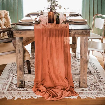 Rustikálny domova stôl runner narodeninovej party decore bavlna gázy obrus Vianočné darčeky handmade pretekárov