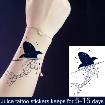 Nepremokavé Dočasné Šťavy ink Tattoo Nálepky Geometrické Veľryba Trangle Planéty Ovocie Gél dlhotrvajúci Umenia pre Mužov, Ženy