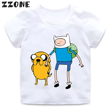 Chlapci a Dievčatá Cartoon Adventure Čas Finn a Jake Print T shirt Deti Zábavné Oblečenie Enfant Letné Biele tričko