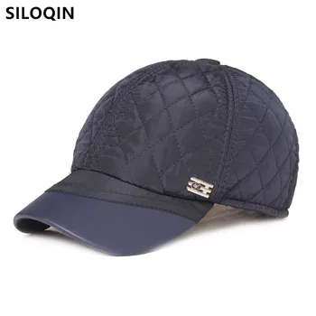SILOQIN nastaviteľná veľkosť teplé chrániče sluchu spp zimné mužov klobúk PU kožené faux kožené šiltovky Otec čiapky značky športové spp 3