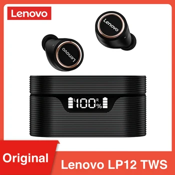 Lenovo LP12 Bezdrôtová 5.0 Slúchadlá Nepremokavé TWS Dual Stereo CAC Redukcia Šumu Slúchadlá S Mikrofónom/ Nabíjačky Prípade